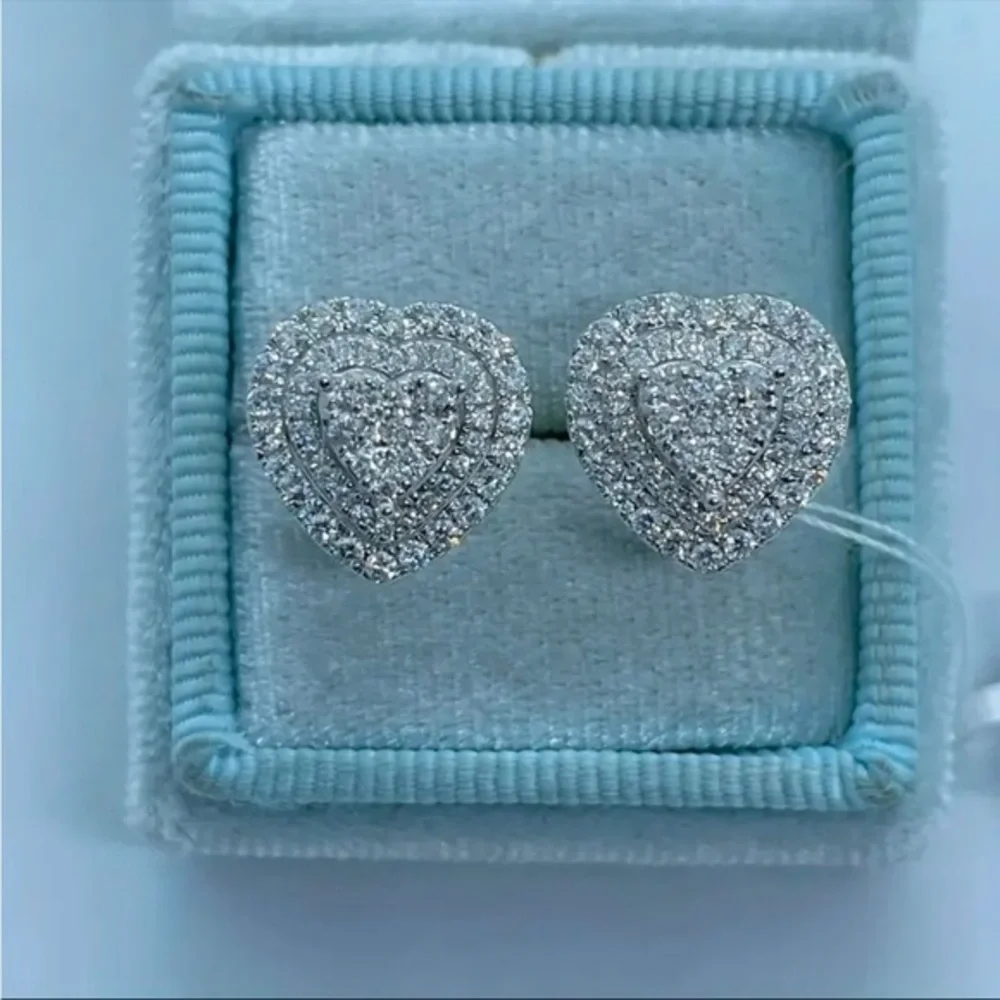 Halo Stud 1.30 Ct Simulated Diamond Earrings Round Cut NWT